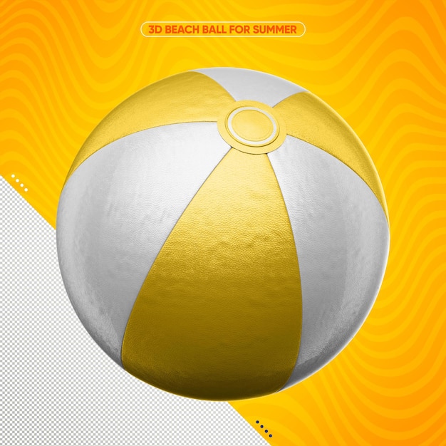 PSD bola de praia de verão branca e amarela