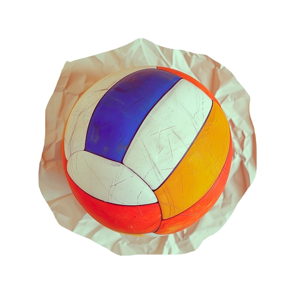 PSD bola de voleibol em papel amassado, imagem cortada