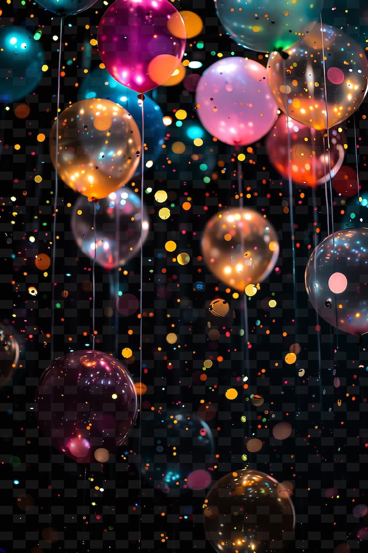 PSD una bola de discoteca colorida está rodeada de bolas de discotecas coloridas