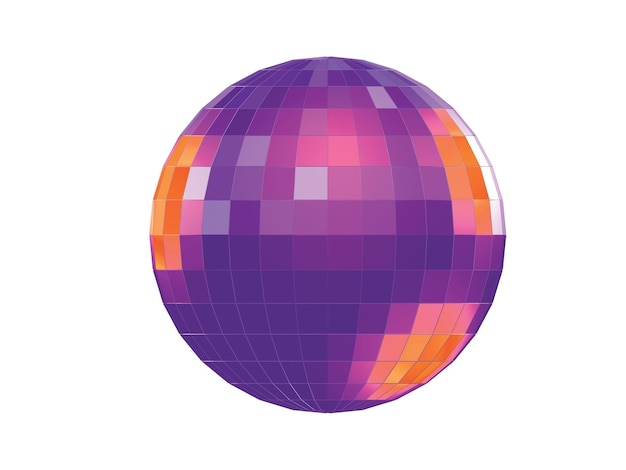 Bola de discoteca en violeta y naranja.