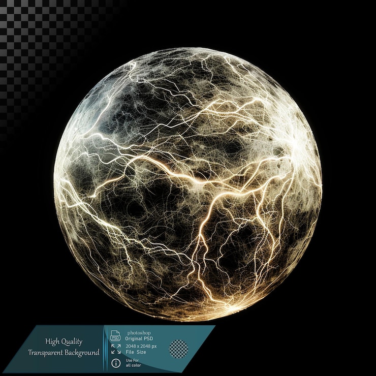 PSD bola de energía con relámpago