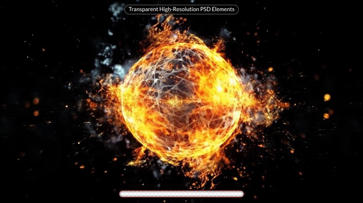 PSD bola de fuego abstracta con el concepto de ciencia tecnología