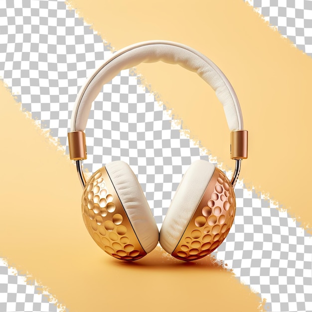PSD bola de golf dorada de estilo vintage con auriculares