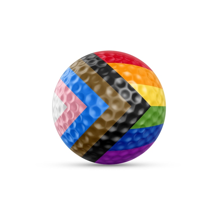 PSD bola de golf sobre un fondo transparente con el progreso lgbt