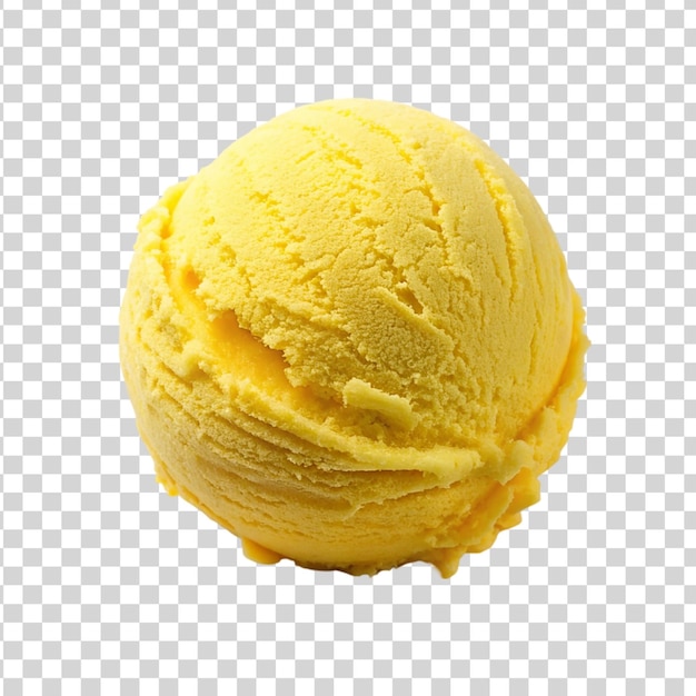 Bola de helado amarilla aislada sobre un fondo transparente