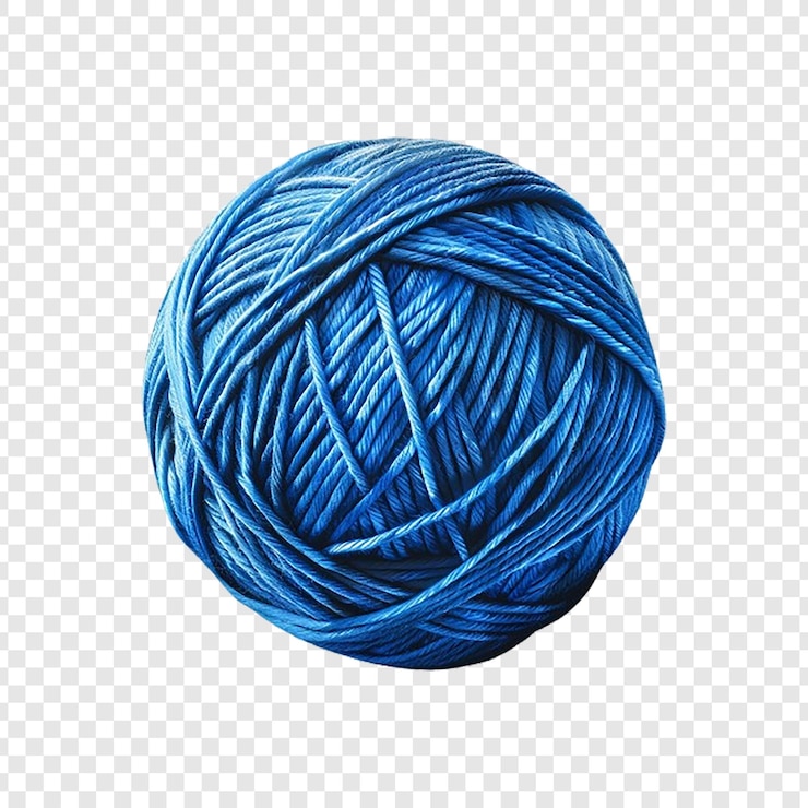 PSD una bola de hilo azul con una bola de lino azul en ella