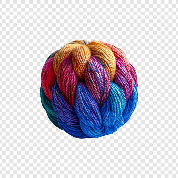 PSD bola de hilo de colores aislada sobre un fondo transparente