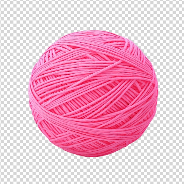 PSD bola de hilo rosada aislada sobre un fondo transparente