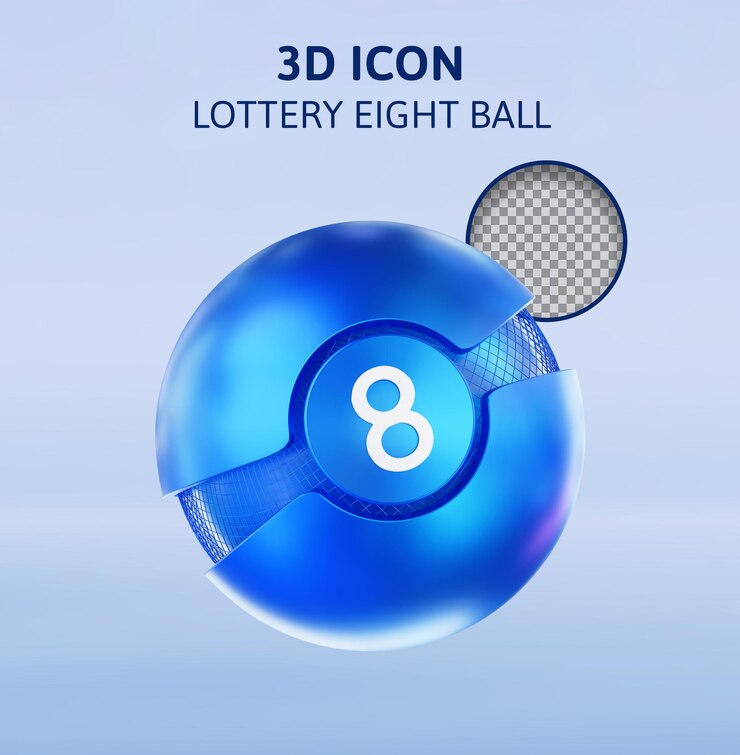 PSD bola de lotería ocho ilustración de renderizado 3d