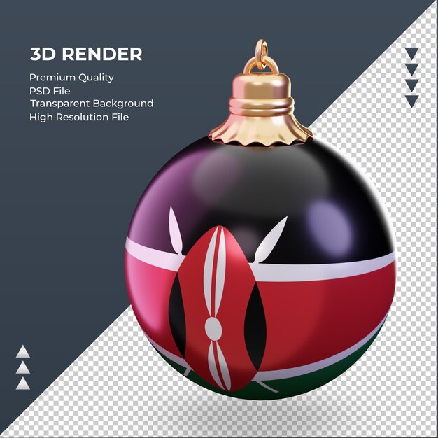 Bola de Navidad 3D bandera de Kenia renderizado vista derecha