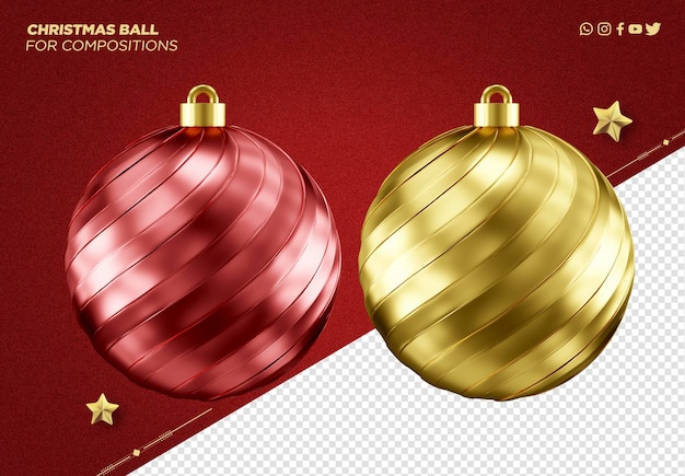 PSD bola de navidad 3d para decoración navideña