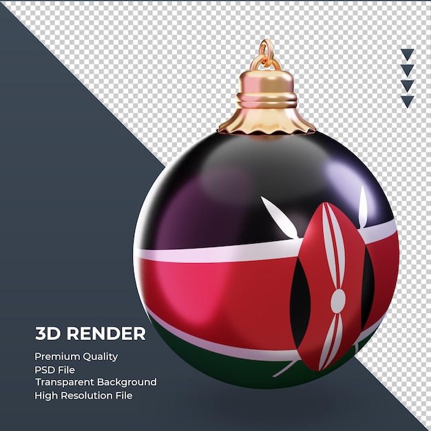 Bola de Navidad 3D renderizado de la bandera de Kenia vista izquierda