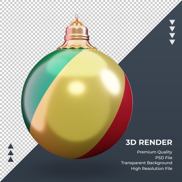 PSD bola de navidad 3d renderizado de la bandera de la república del congo vista frontal