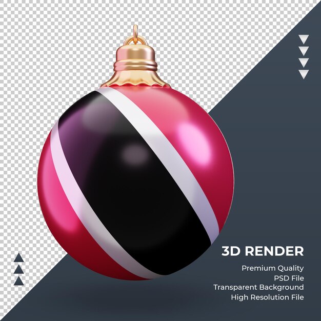 Bola de Navidad 3D renderizado de la bandera de Trinidad y Tobago vista frontal