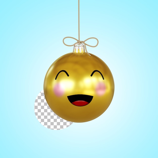 PSD bola de navidad feliz emoji 3d render