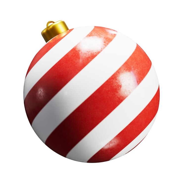 PSD bola de navidad de fondo rojo y blanco
