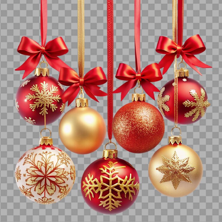 PSD bola de navidad roja y clara sobre un fondo transparente
