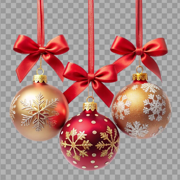 PSD bola de navidad roja y clara sobre un fondo transparente