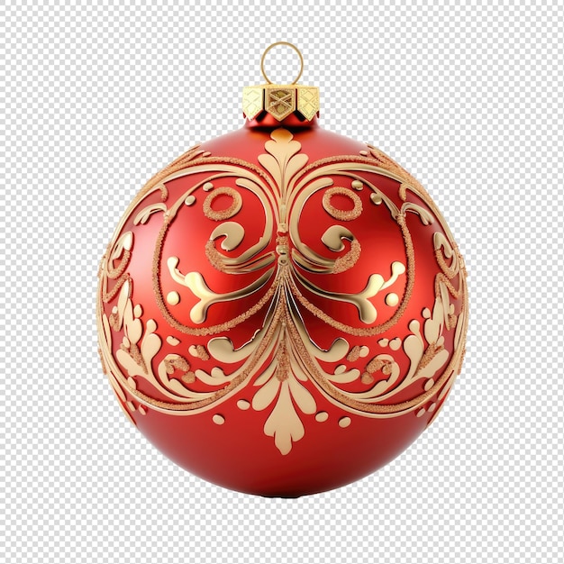 PSD bola de navidad roja con decoración de adornos fondo png transparente