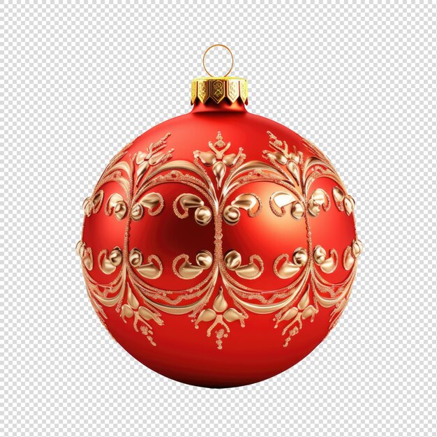 PSD bola de navidad roja con decoración de adornos fondo png transparente