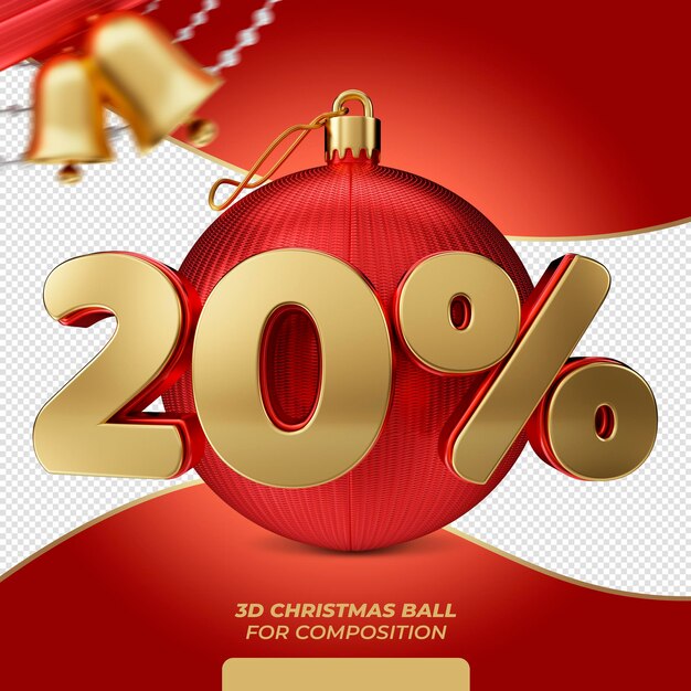 Bola navideña con 20 por ciento de descuento por composición.