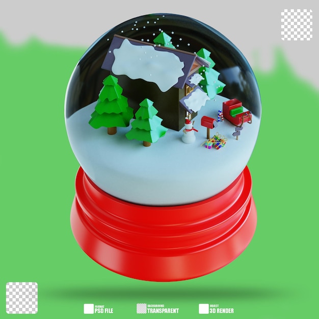 PSD bola de nieve de cristal de ilustración 3d 2