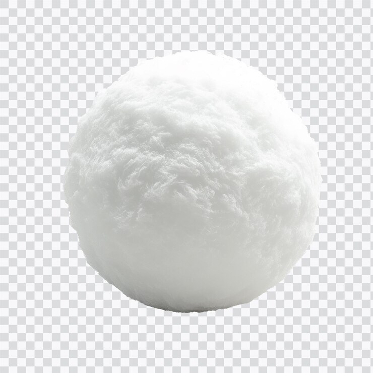 PSD una bola de nieve esponjosa aislada sobre un fondo transparente perfecta para diseños de invierno, juegos o decoraciones navideñas