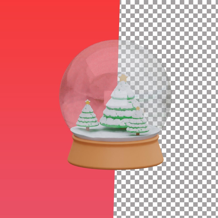 PSD bola de nieve, navidad, icono, isoled, blanco, backgroung, 3d, interpretación