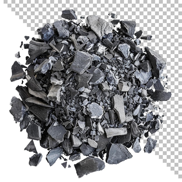 una bola de rocas negras y blancas con un fondo blanco