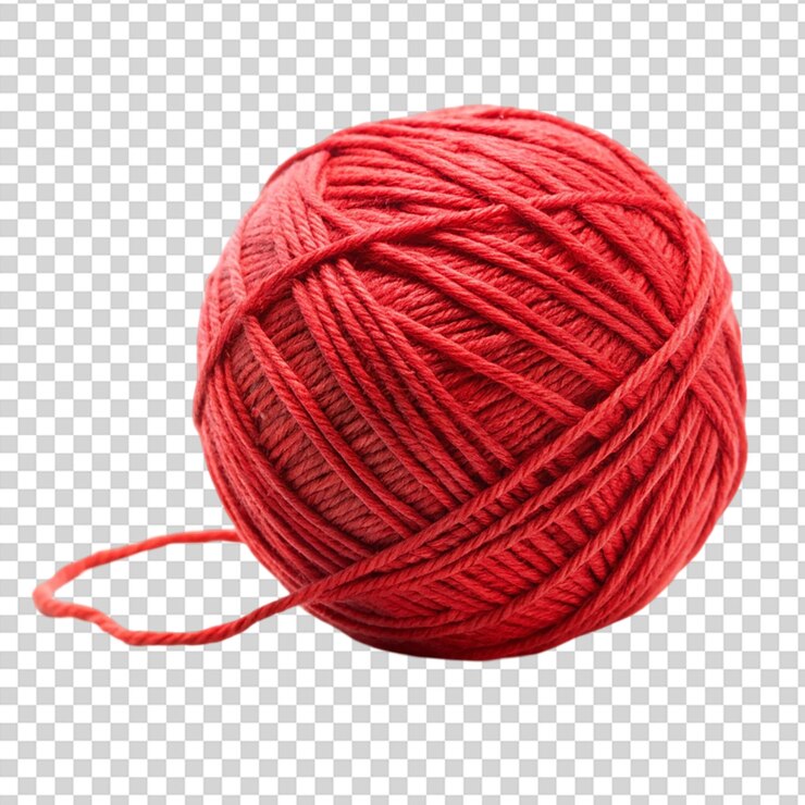 PSD una bola roja de hilo sobre un fondo transparente