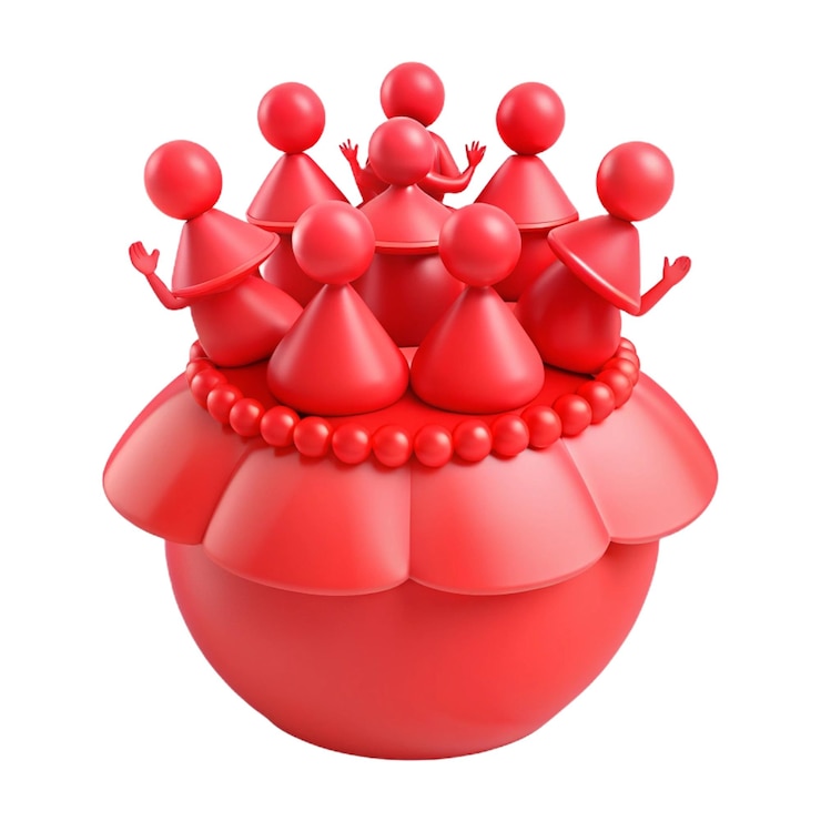 PSD una bola roja de niñas pequeñas en un fondo blanco