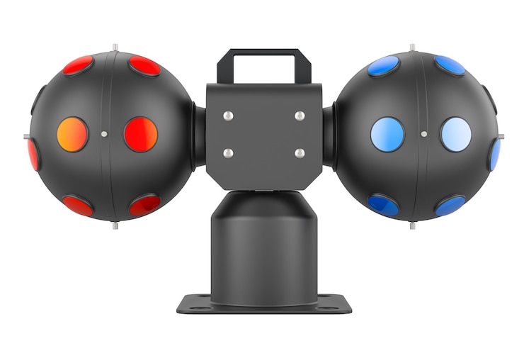 PSD bola rotativa de discoteca velocidade variável bola rotativa dupla luz renderização 3d isolada em fundo transparente