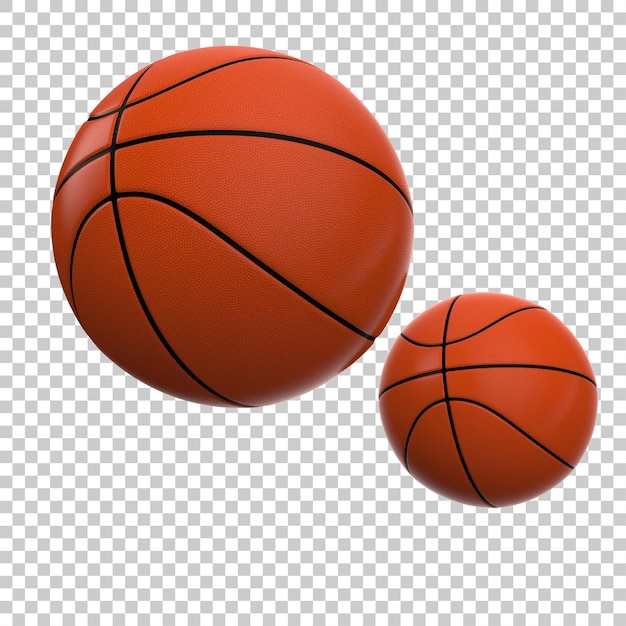 Bolas de basquete na ilustração de renderização 3d de fundo transparente