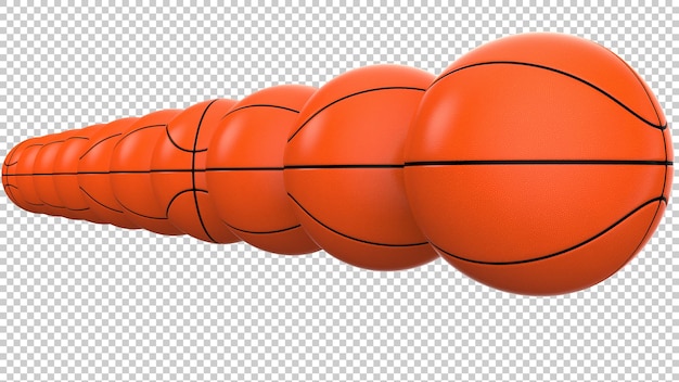 Bolas de basquete na ilustração de renderização 3d de fundo transparente