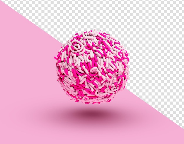 Bolas de baunilha cobertas de salpicaduras cor-de-rosa doces deliciosos ilustração em 3D de fundo isolado