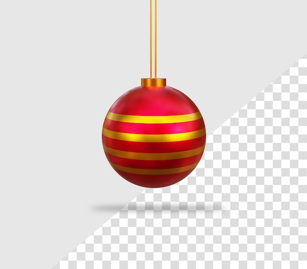 PSD bolas de natal 3d vermelhas realistas