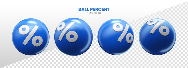 PSD bolas con iconos de porcentaje en render 3d realista