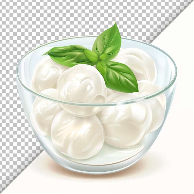 Bolas de mozzarella aisladas sobre un fondo transparente