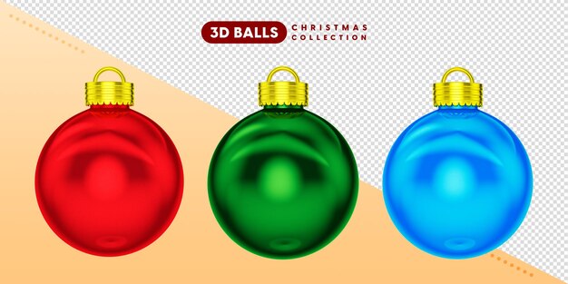 PSD bolas de navidad 3d para composición multicolor