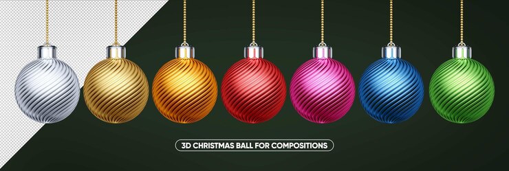 PSD bolas de navidad de colores 3d para composición