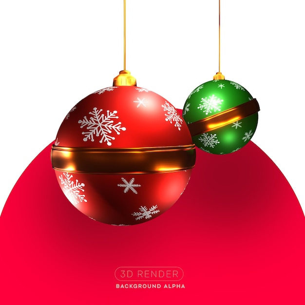 PSD bolas de navidad verdes y rojas