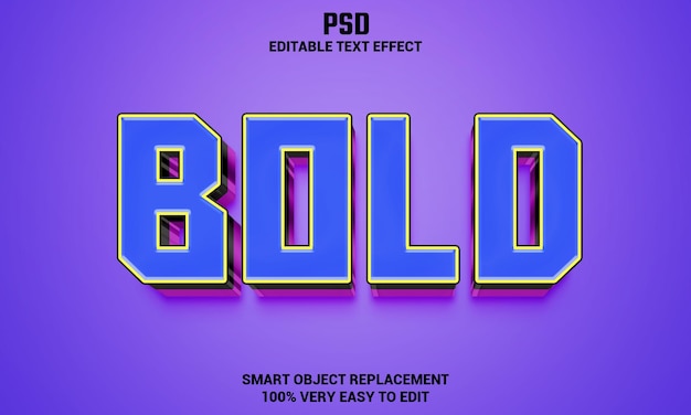 bold 3d editable text effect with background premium psd