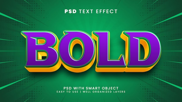 bold 3d editable text effect with hero and strong text style
