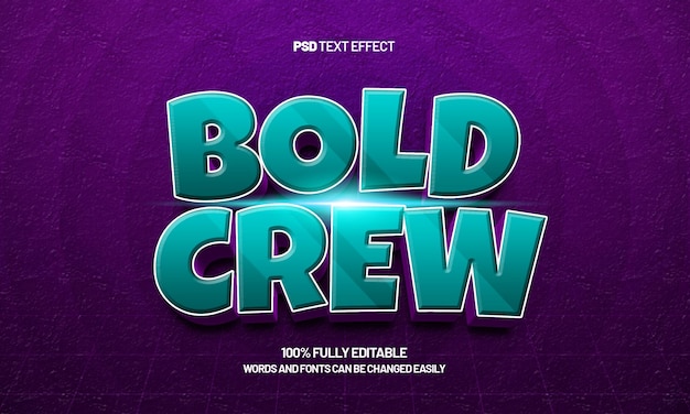 Bold crew efecto de texto editable con un juego y efecto de texto para niños