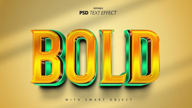 Bold golden orange green shiny 3d luxury text effect retro design
