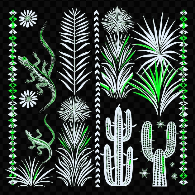 PSD bold yucca plant borderlines design com motivos de lagarto e d tattoo natural art outline scribble