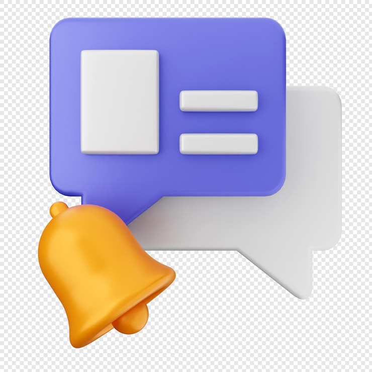 PSD boletín informativo de chat de campana de notificación en 3d