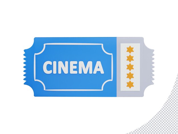 PSD boleto de cine con estrellas icono 3d renderizado vector ilustración