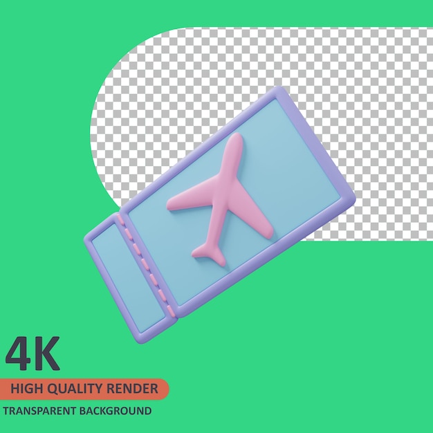 PSD boleto de vuelo 3d icono de viajero ilustración render de alta calidad