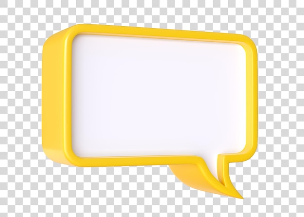 PSD bolha de bate-papo amarela mínima 3d isolada em um fundo branco com espaço de cópia ícone de bolha de fala 3d